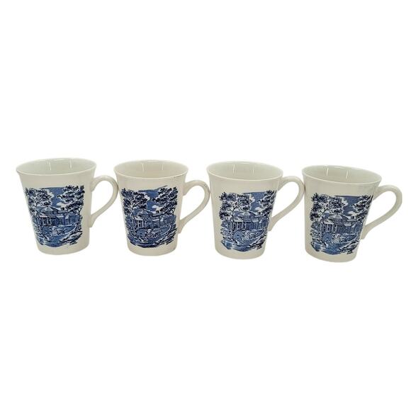 Staffordshire Vintage Liberty Blue 1776 U.S. Revolution Transferware 4 Mugs 3-3 - Picture 1 of 11